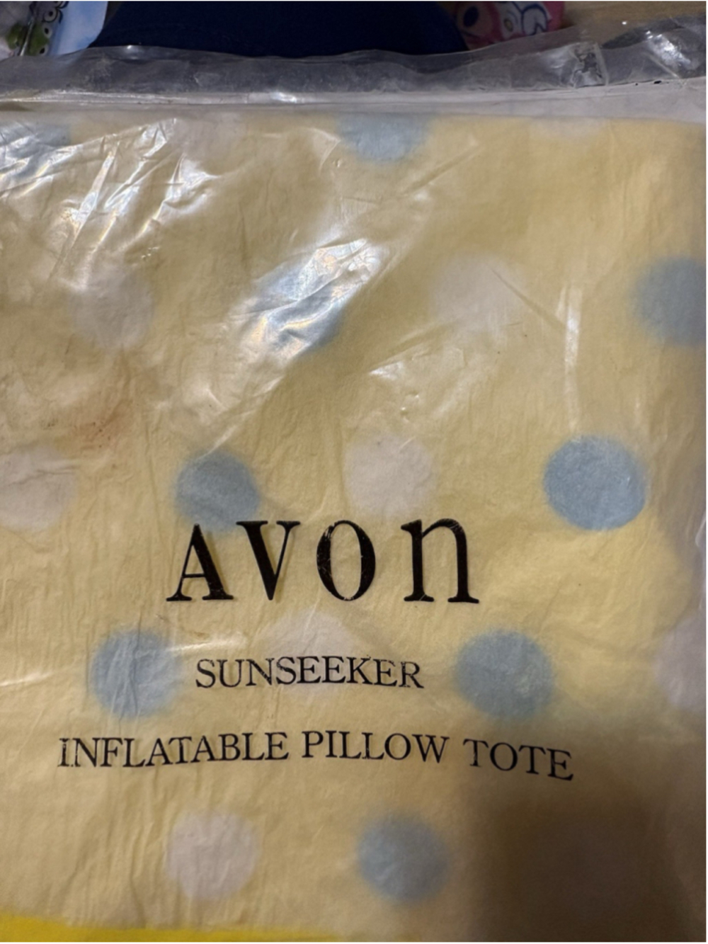 Vtg 1993 Avon Sunseeker inflatable pillow tote polkadot Retro women